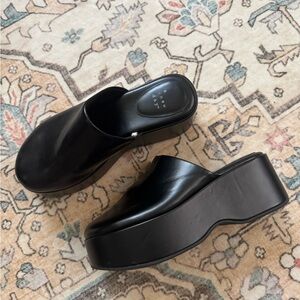 Black Platform Mules
